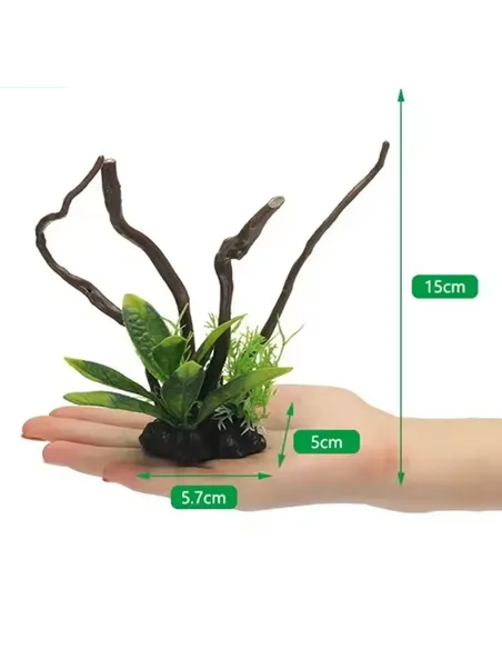 Planta de plástico con raíz