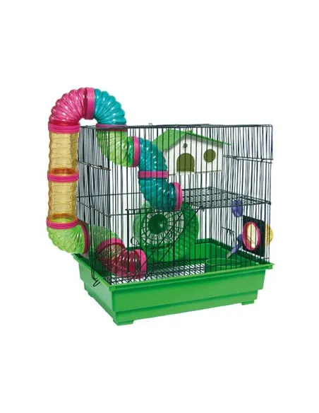 Jaula 2 pisos con tubos 35x28x37cm
